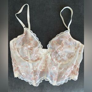 NEW w/tags COSABELLA BRALETTE in cream and rose lace wire channeling and boning